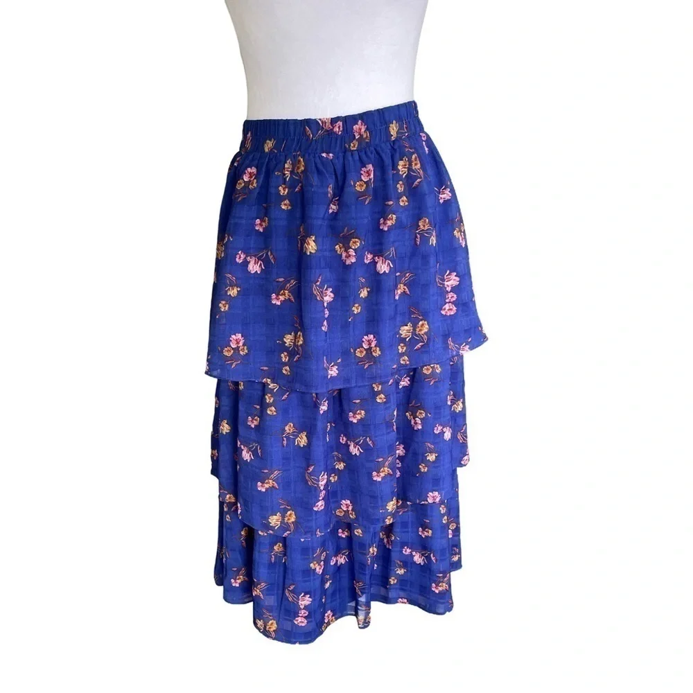Draper James RSVP Tiered Ruffle Midi Skirt Size Large